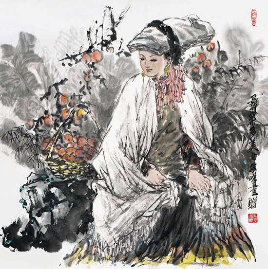 李秀峰作品《彝寨多美女》在火龙果艺术正式上线